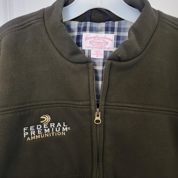 Vintage CC Filson Federal Ammunition Crew Jacket Dark Olive Green M Wool Lined - Picture 2 of 6